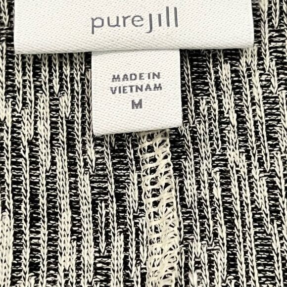J. Jill Pure Jill Women’s Dress Size Medium Black and White Linen Blend Summer - Picture 9 of 14